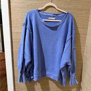 Free People Blue Oversized Camden Sweatshirt